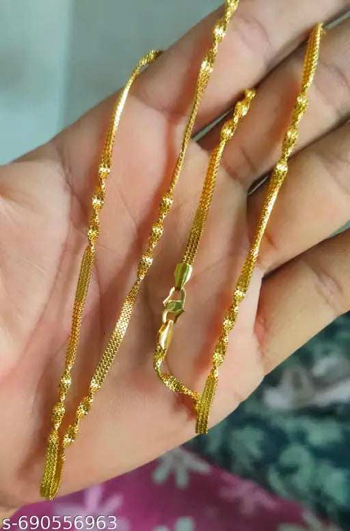 18K Gold Plated Spiral Traditional Designer Chain