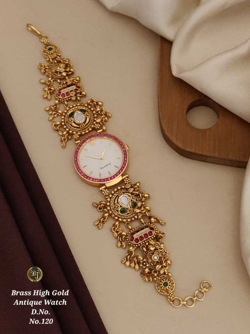 Pink Crystal Bezel Watch with Kundan Band