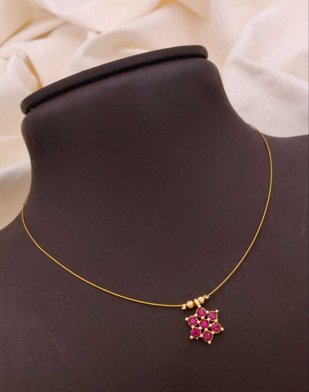 Pink Gemstone Floral Star Charm Necklace