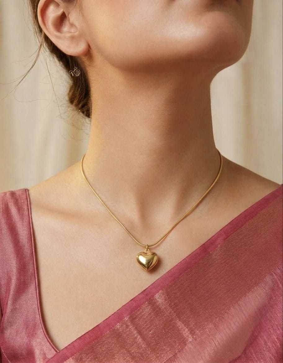 Puffed Heart Pendant on Fine Chain