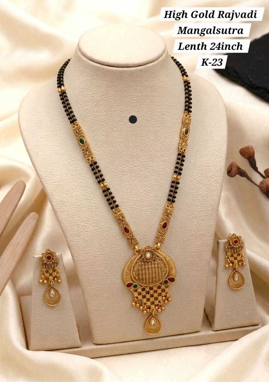 Rajvadi 24 Inch Mangalsutra & Earring Set