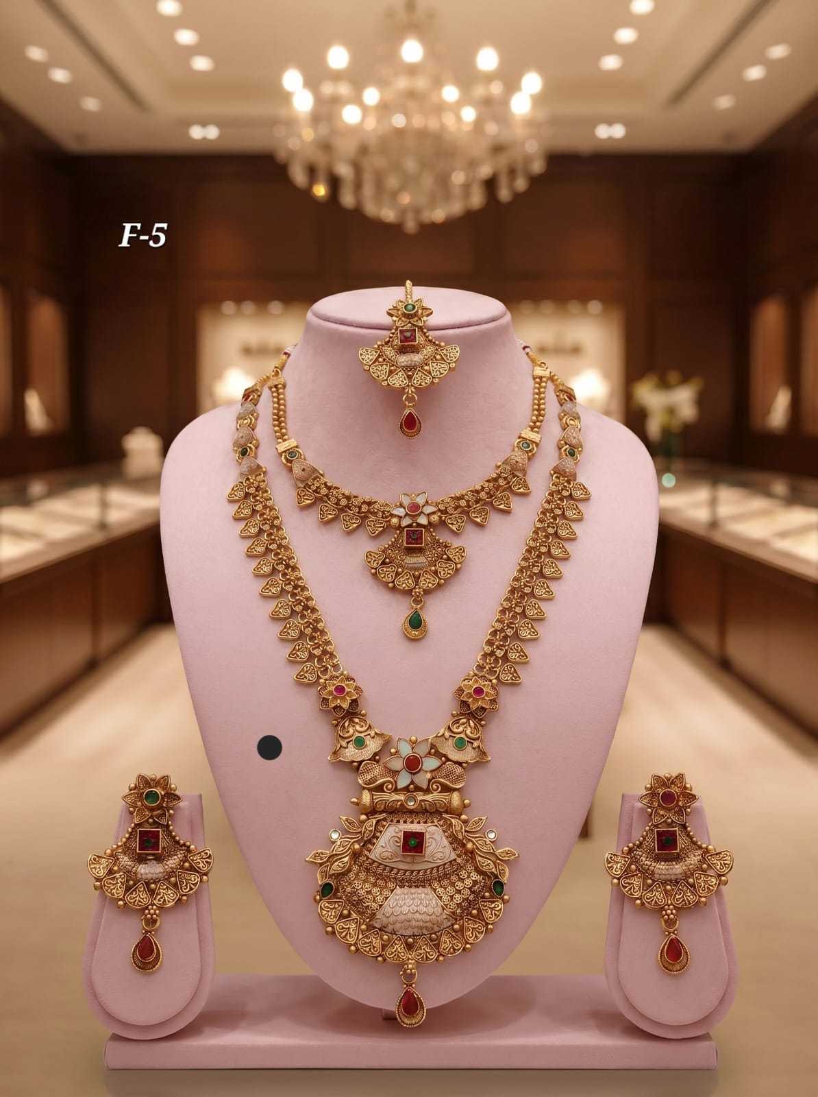 Rajvadi Bridal Combo with Green Stone Pendant