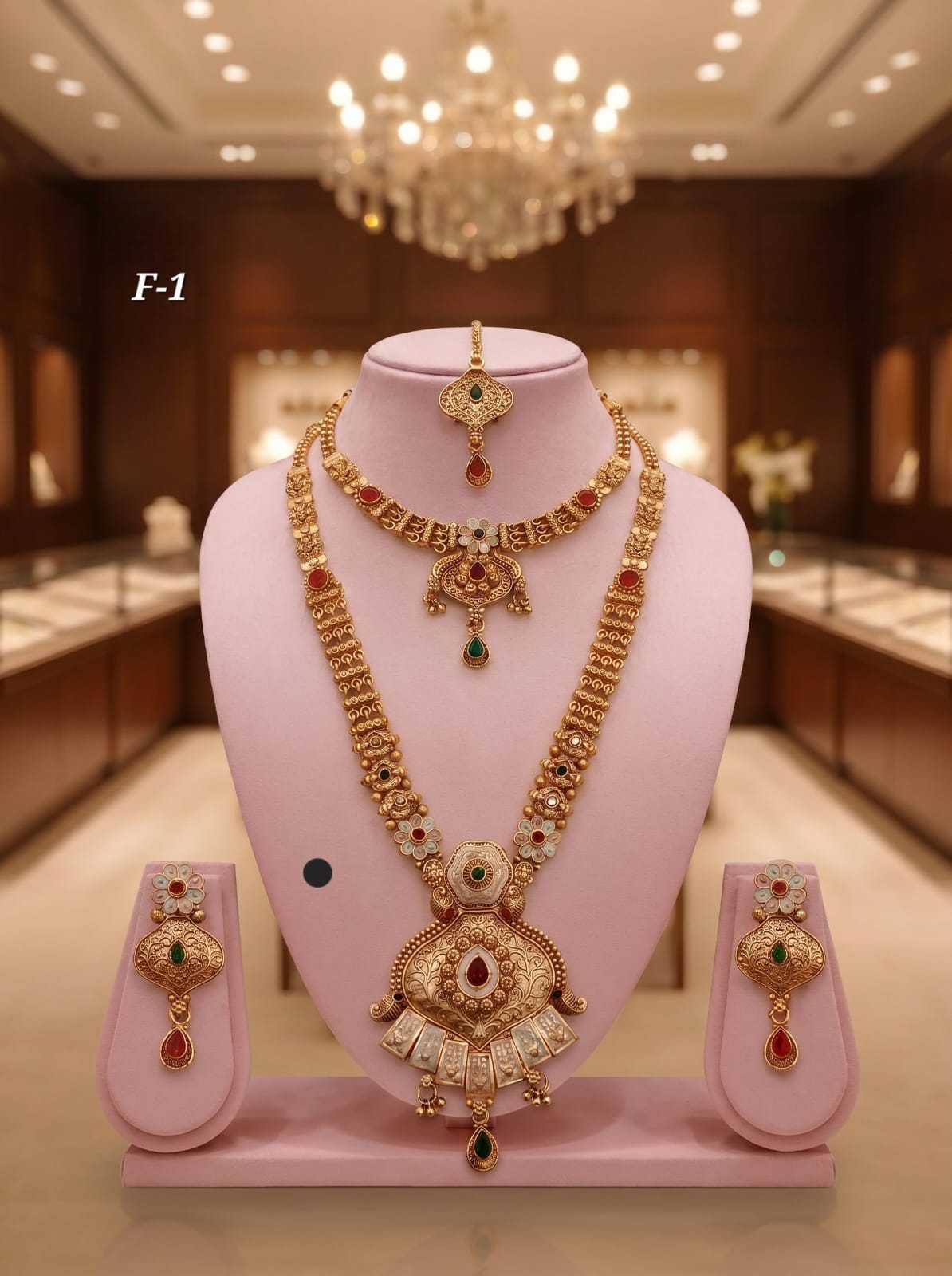 Rajvadi Bridal Combo with Green Stone Pendant