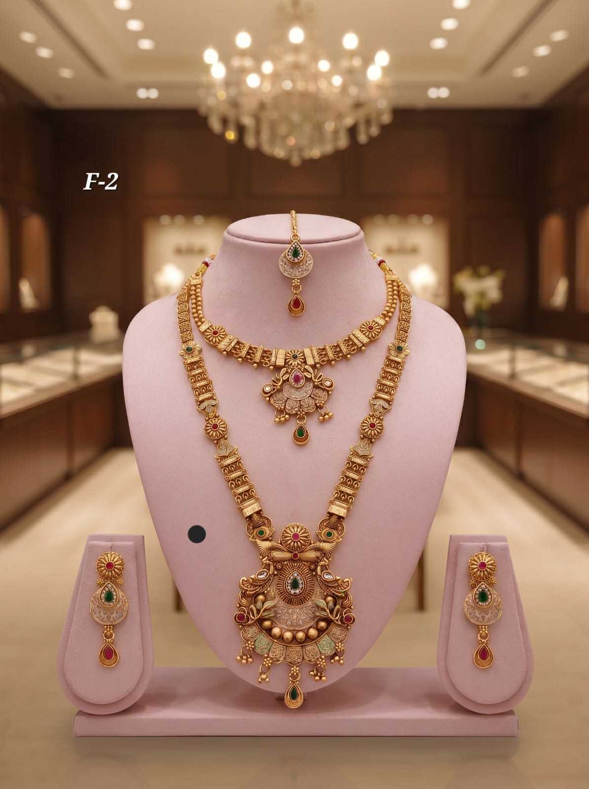 Rajvadi Bridal Combo with Green Stone Pendant