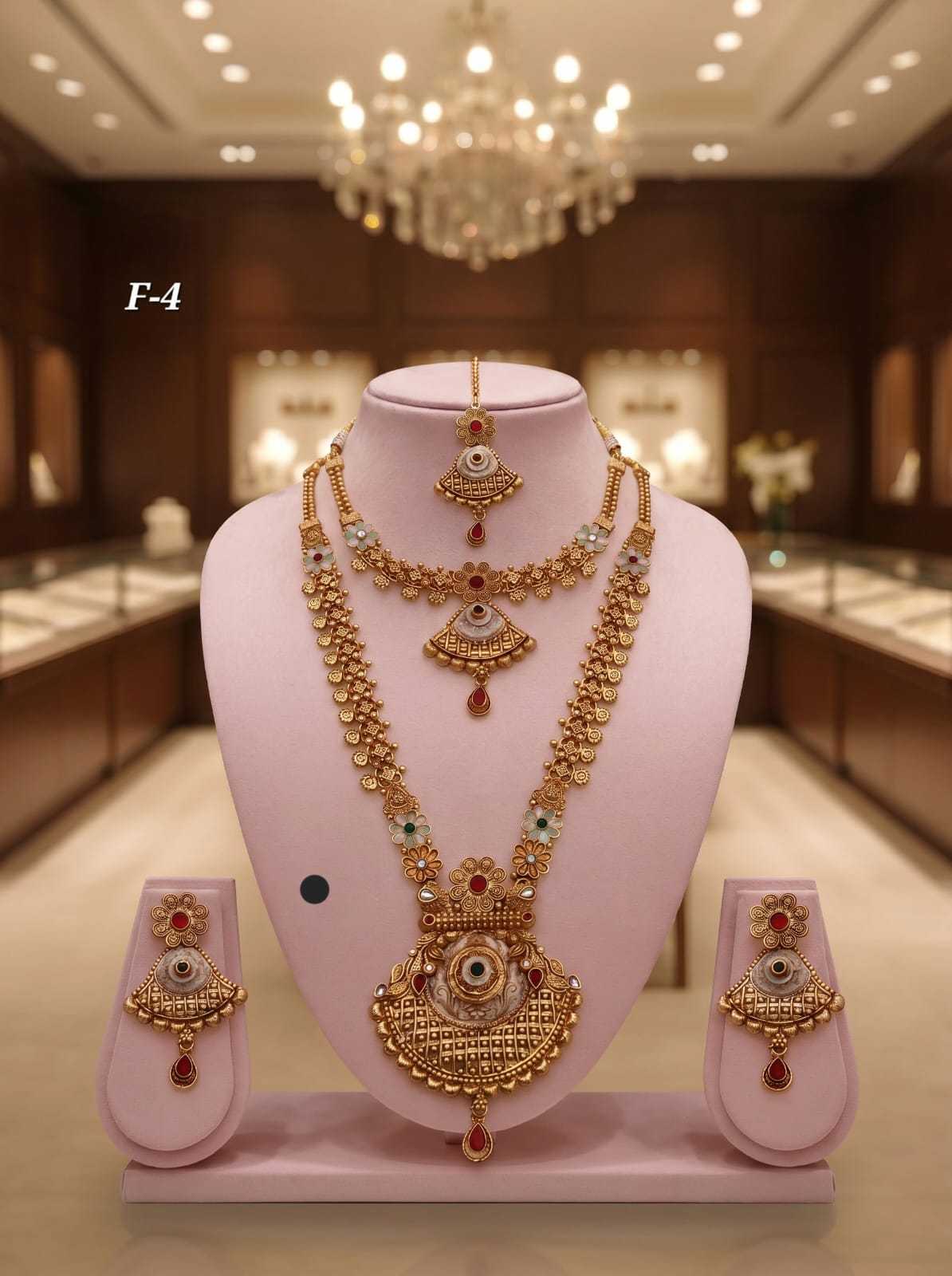 Rajvadi Bridal Combo with Green Stone Pendant