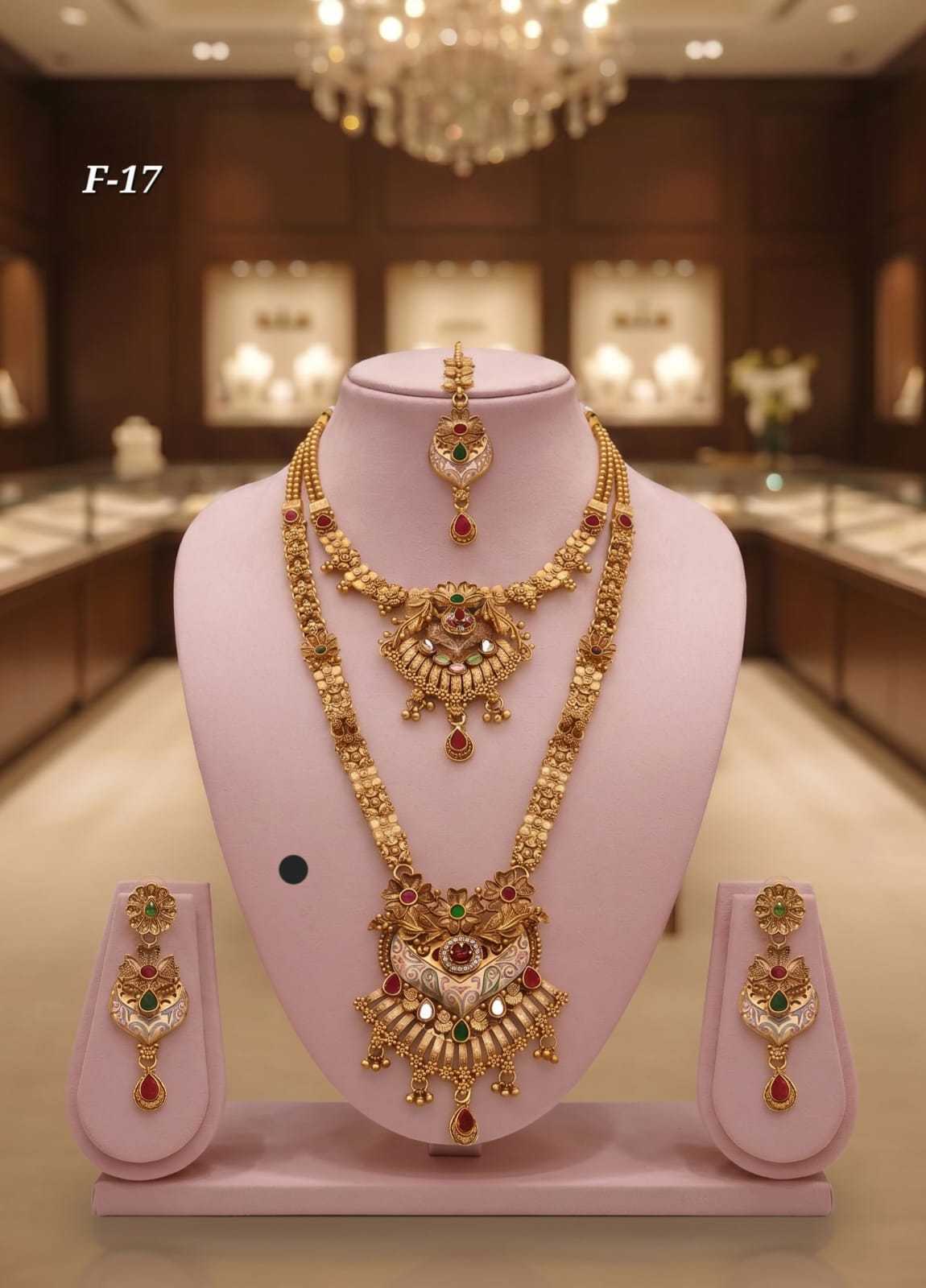 Rajvadi Bridal Combo with Green Stone Pendant