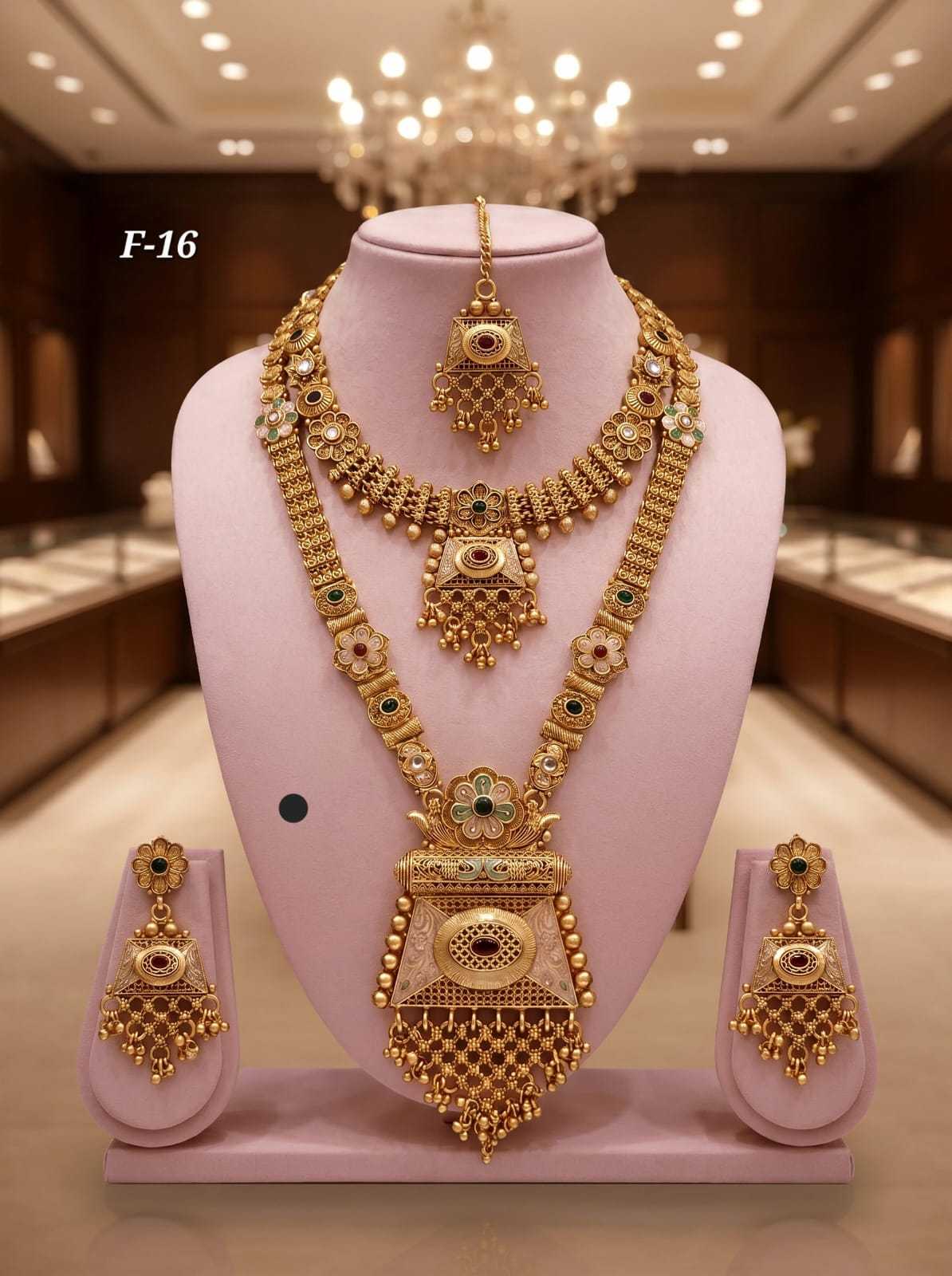 Rajvadi Bridal Combo with Green Stone Pendant