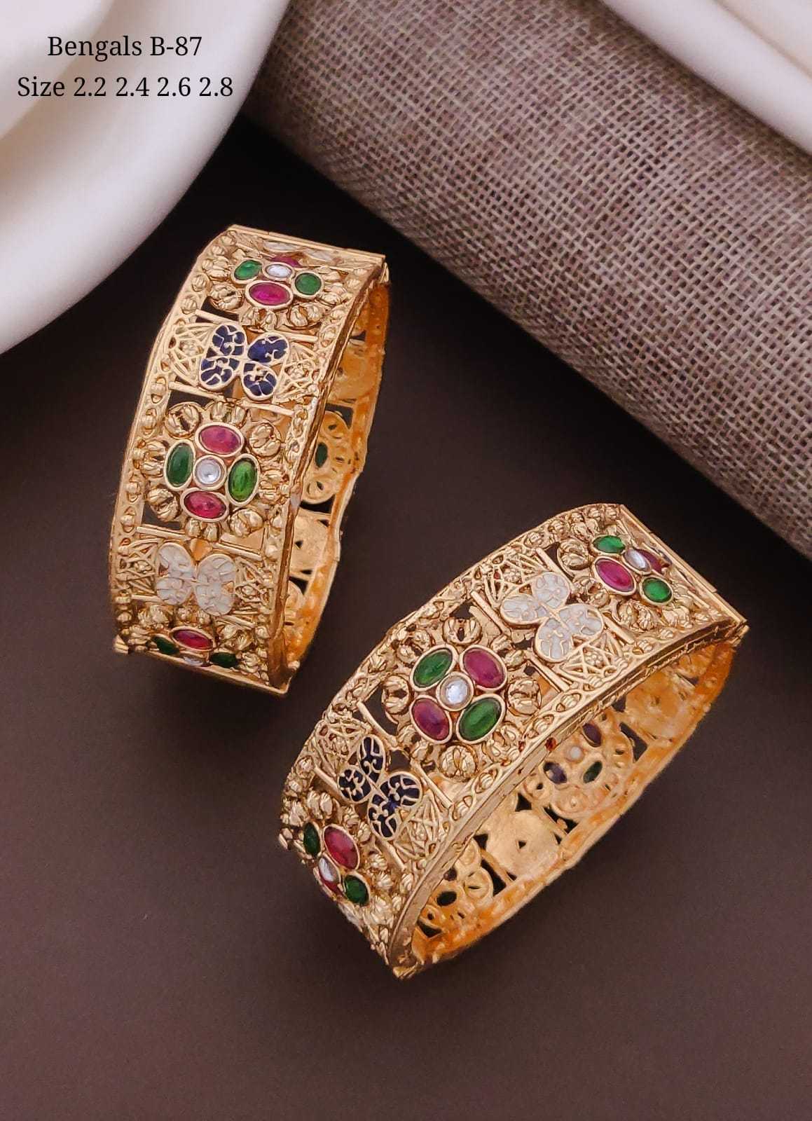 Rajwadi Elephant Motif Meenakari Kada Pair