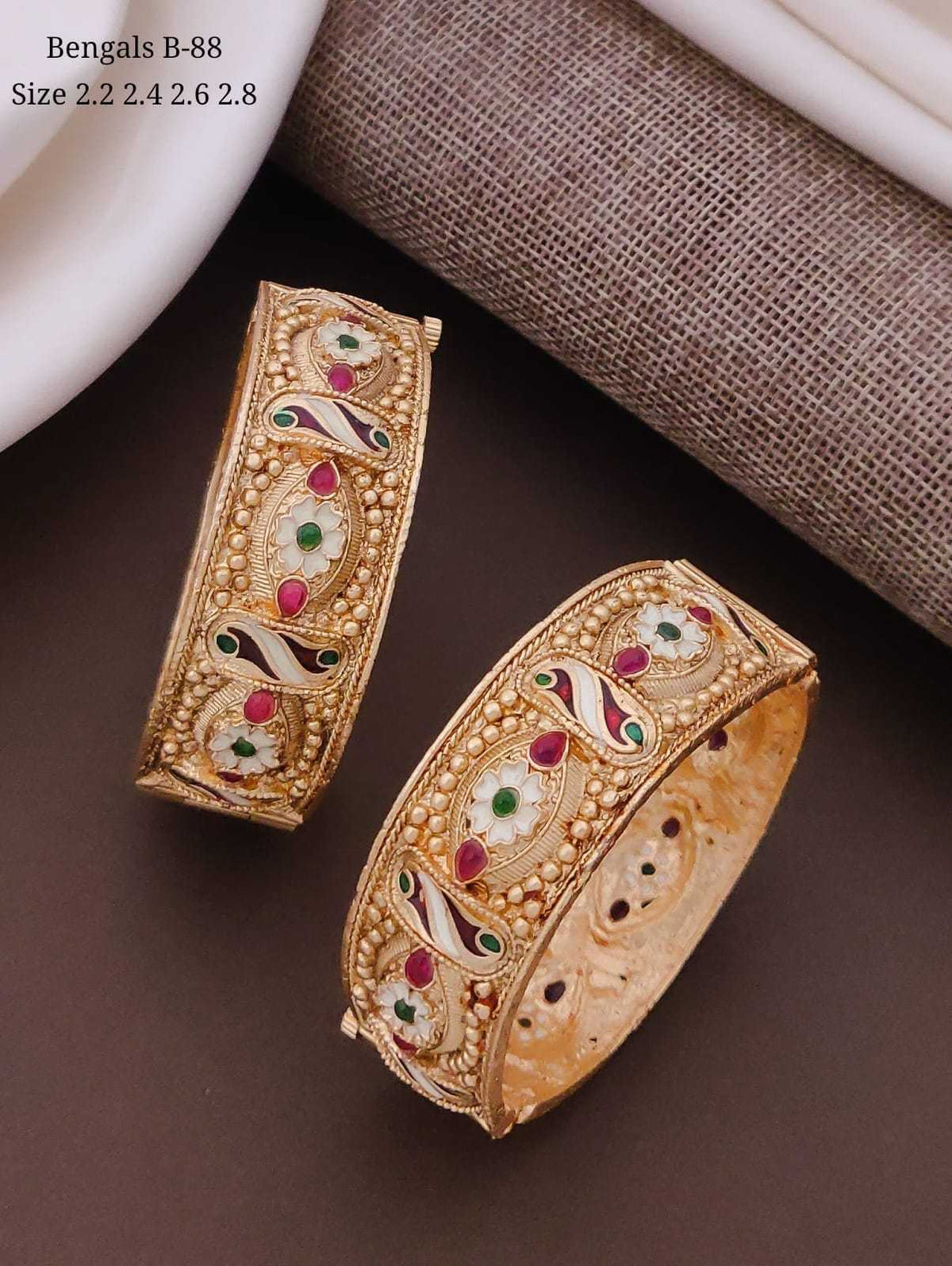 Rajwadi Elephant Motif Meenakari Kada Pair
