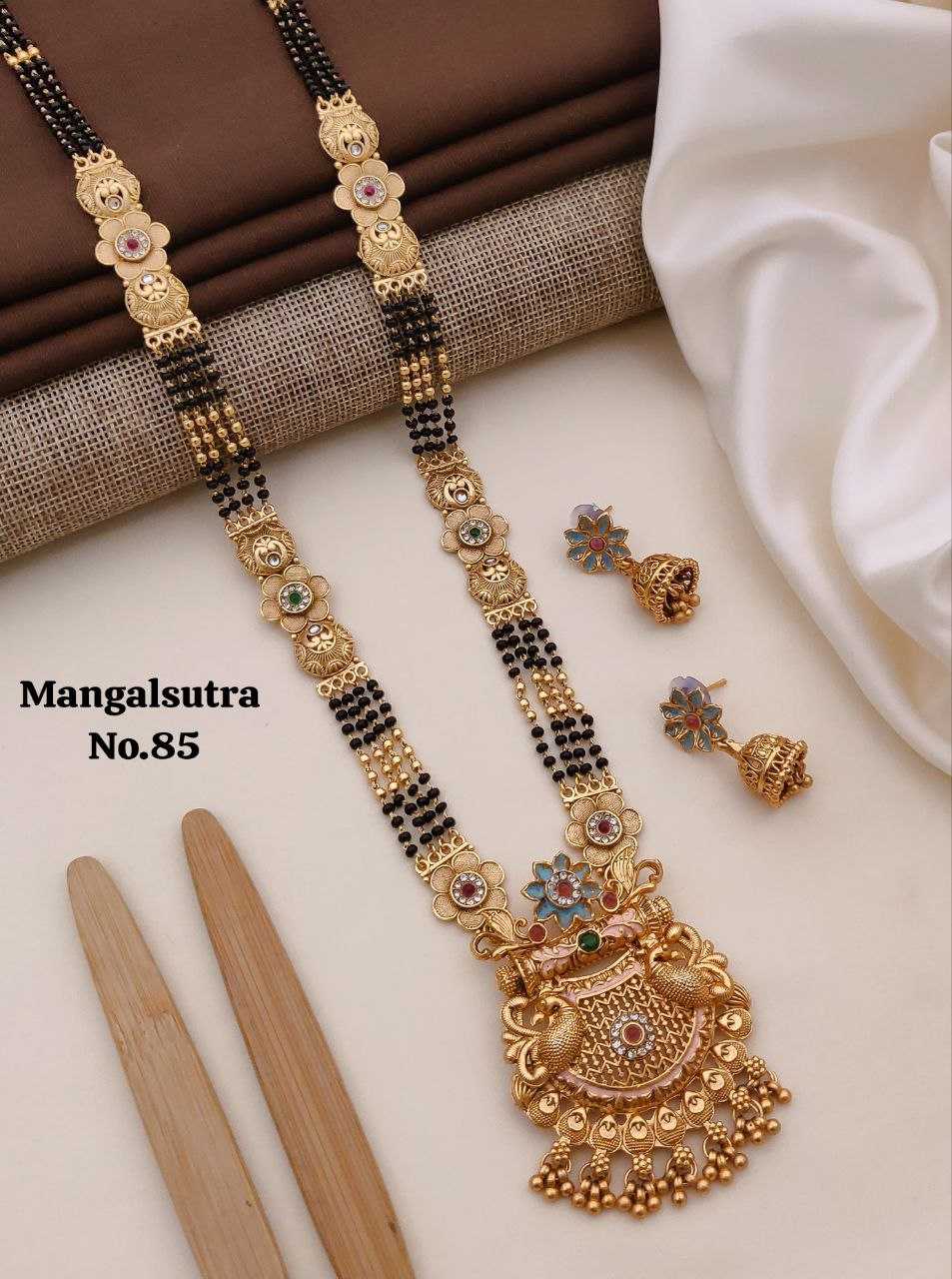 Rajwadi Enamel Pendant Mangalsutra Set
