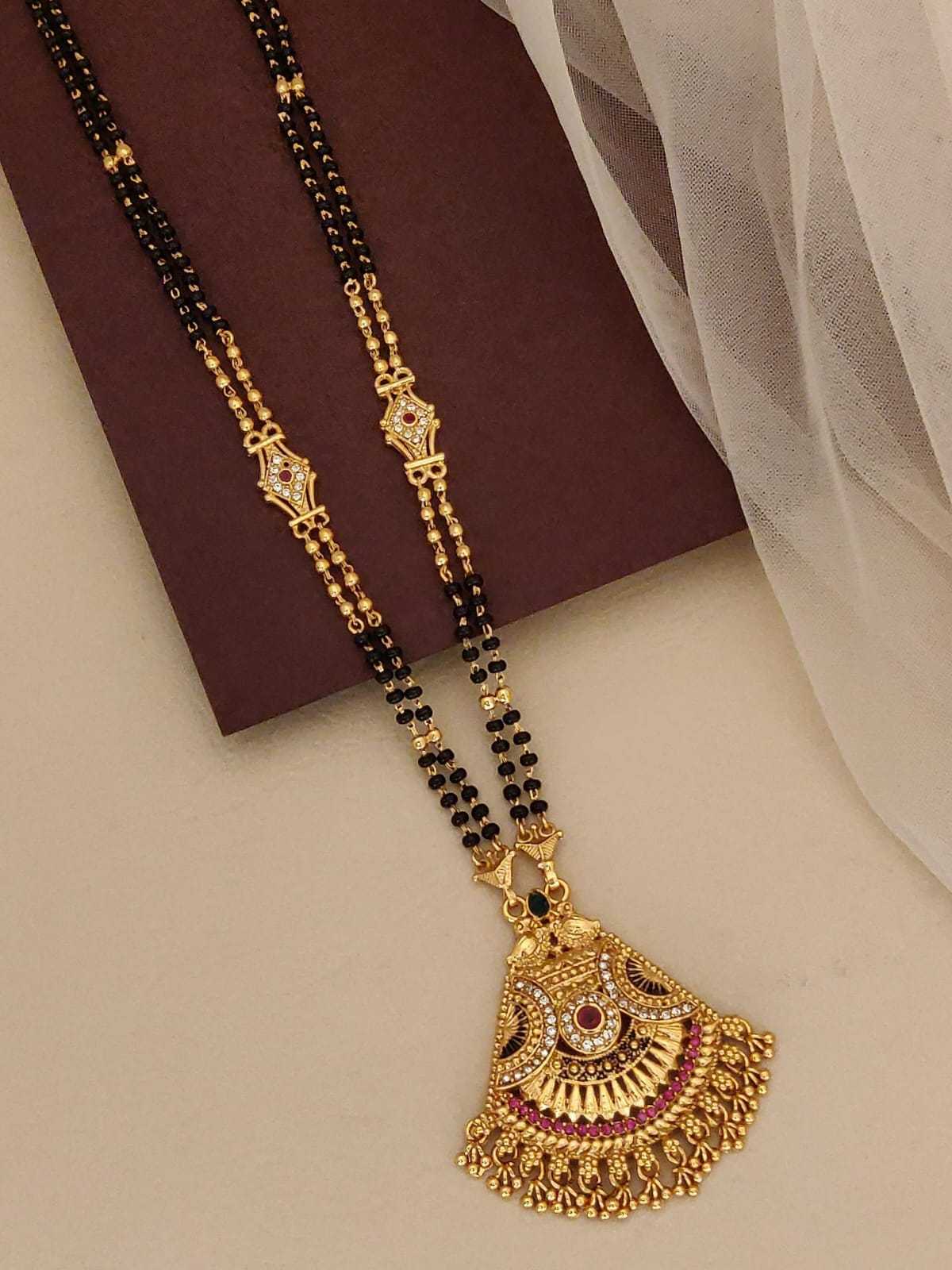 Rajwadi Fan Pendant Mangalsutra Double Chain