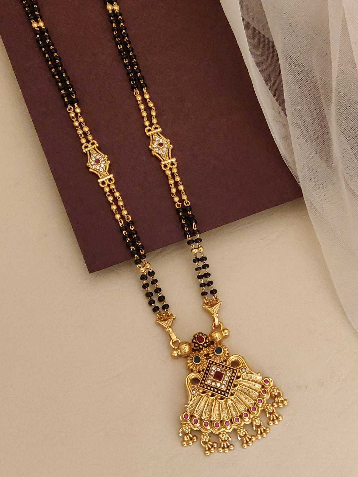 Rajwadi Fan Pendant Mangalsutra Double Chain
