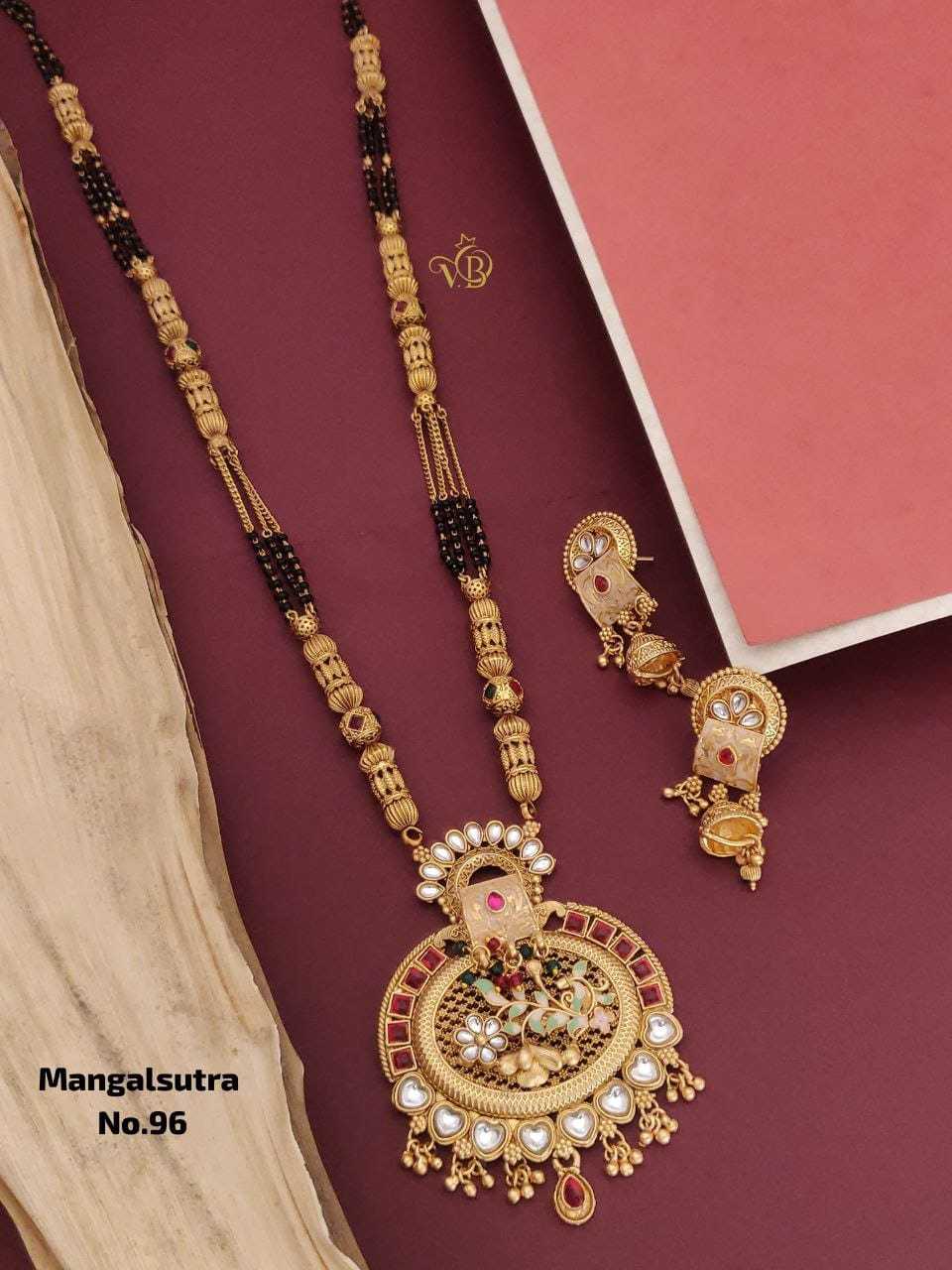 Rajwadi Long Mangalsutra with Jhumka Earrings