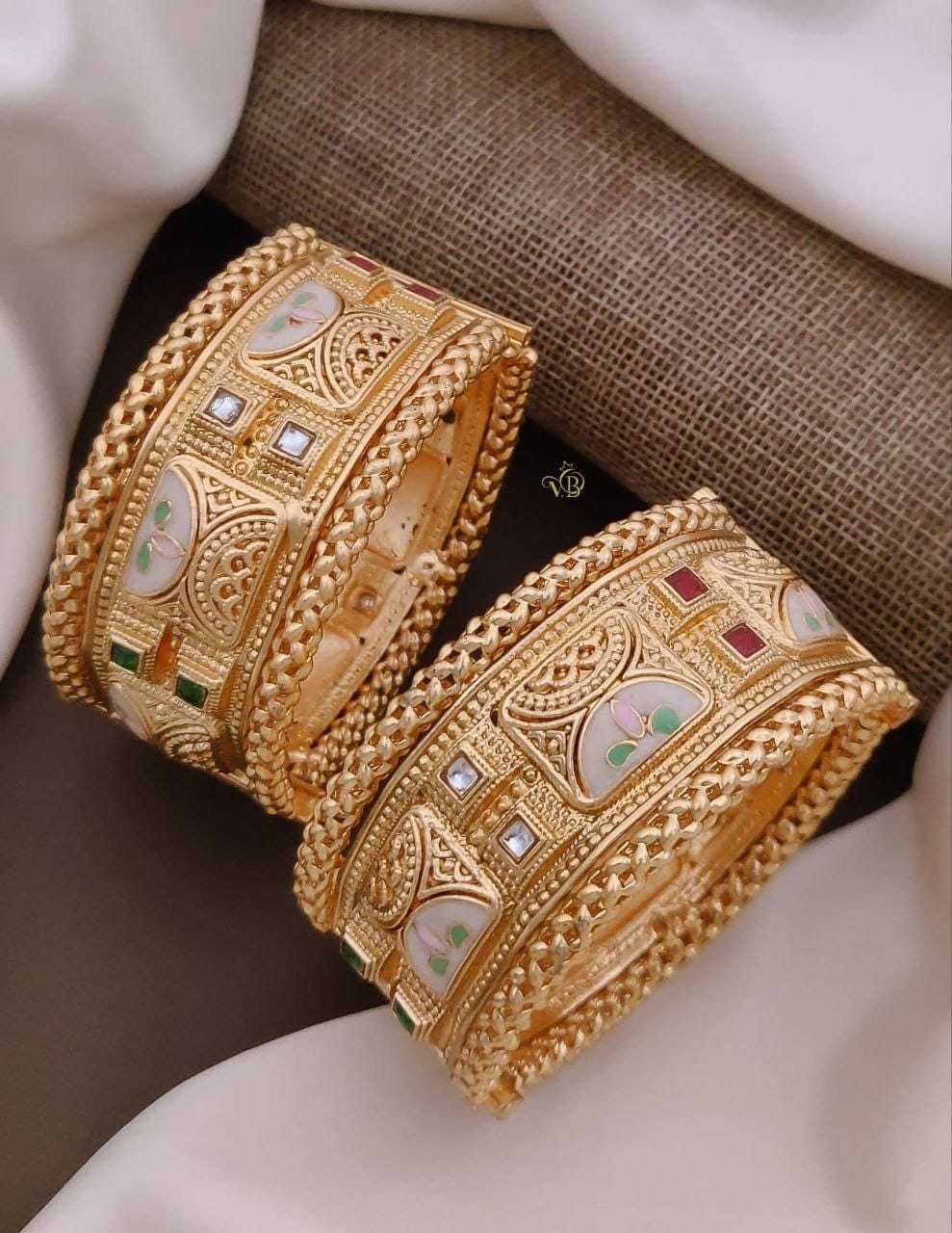Rajwadi Statement Kada Pair with Meenakari