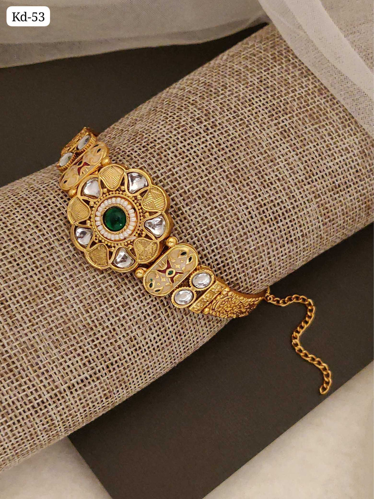 Regal Kada Bracelet with Grand Floral Motif