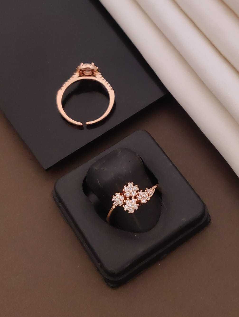 Rose Gold Adjustable CZ Ring in Halo and Cluster Designs