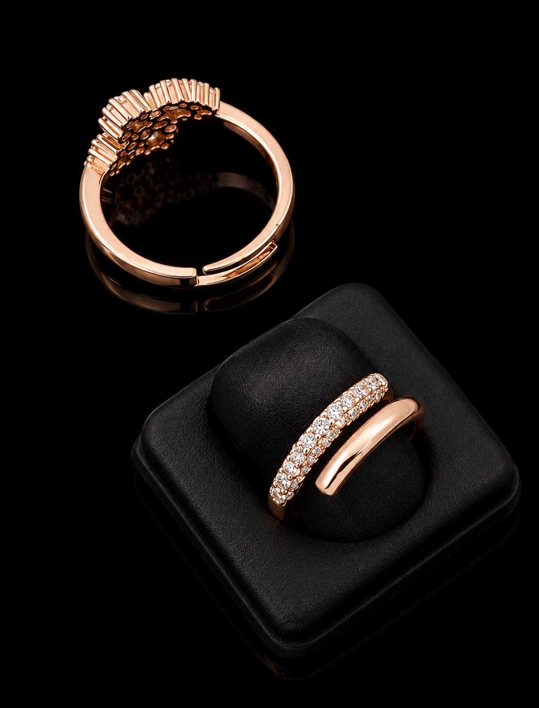 Rose Gold Adjustable CZ Ring in Halo and Cluster Designs