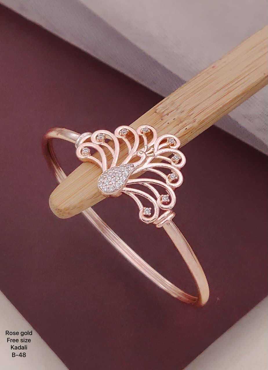 Rose Gold Butterfly Kada with Dark Crystal Wings