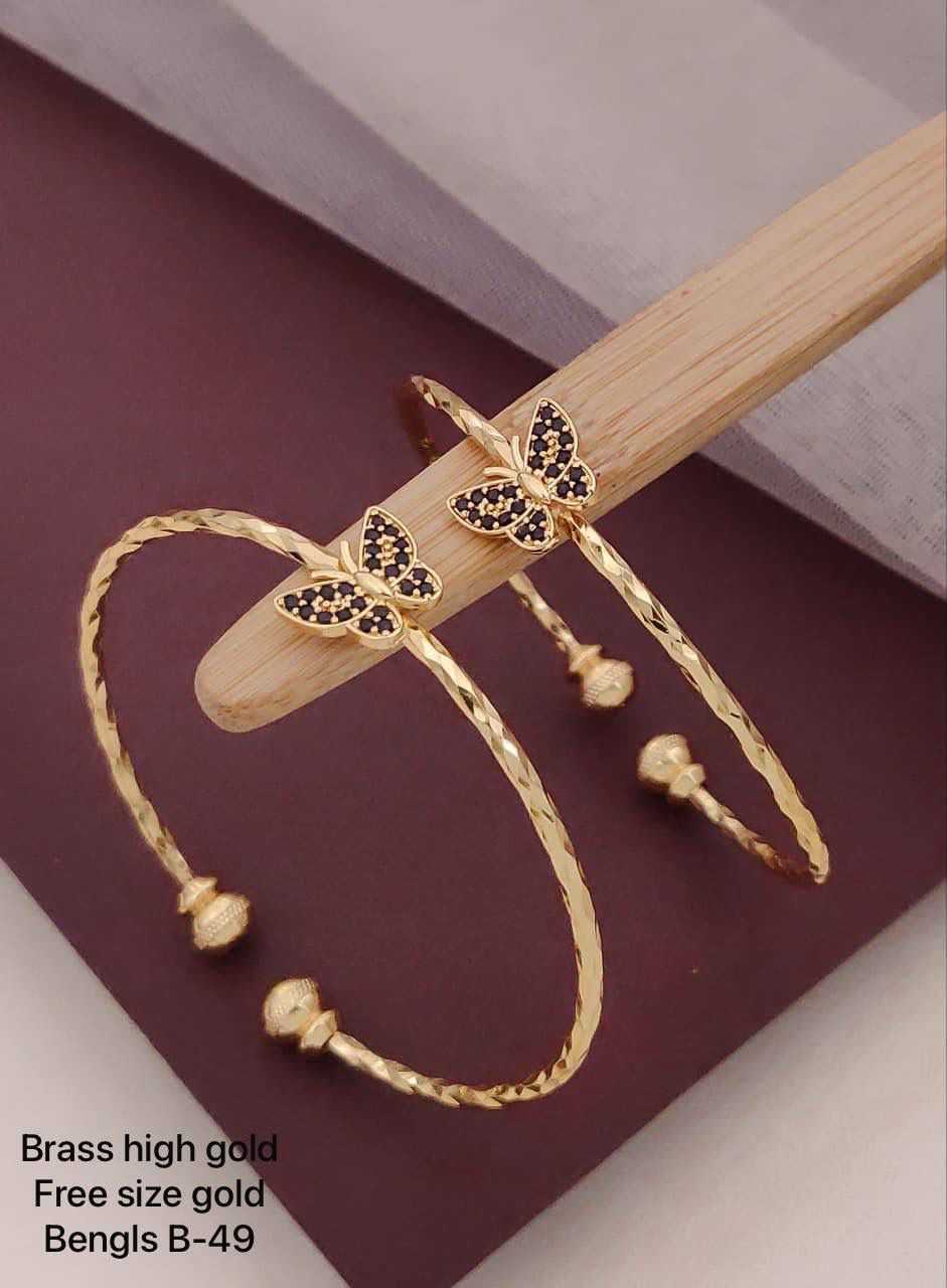Rose Gold Butterfly Kada with Dark Crystal Wings
