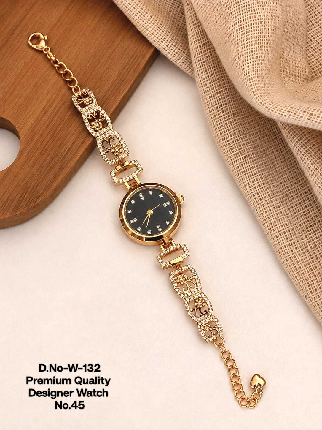 Rose Gold Crystal Link Watch with Heart Charm Chain