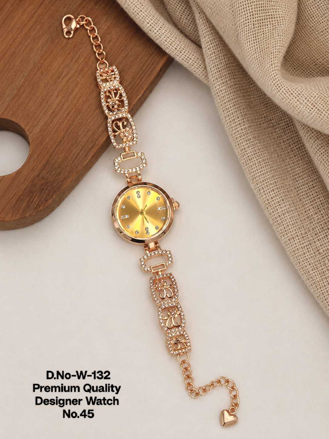 Rose Gold Crystal Link Watch with Heart Charm Chain
