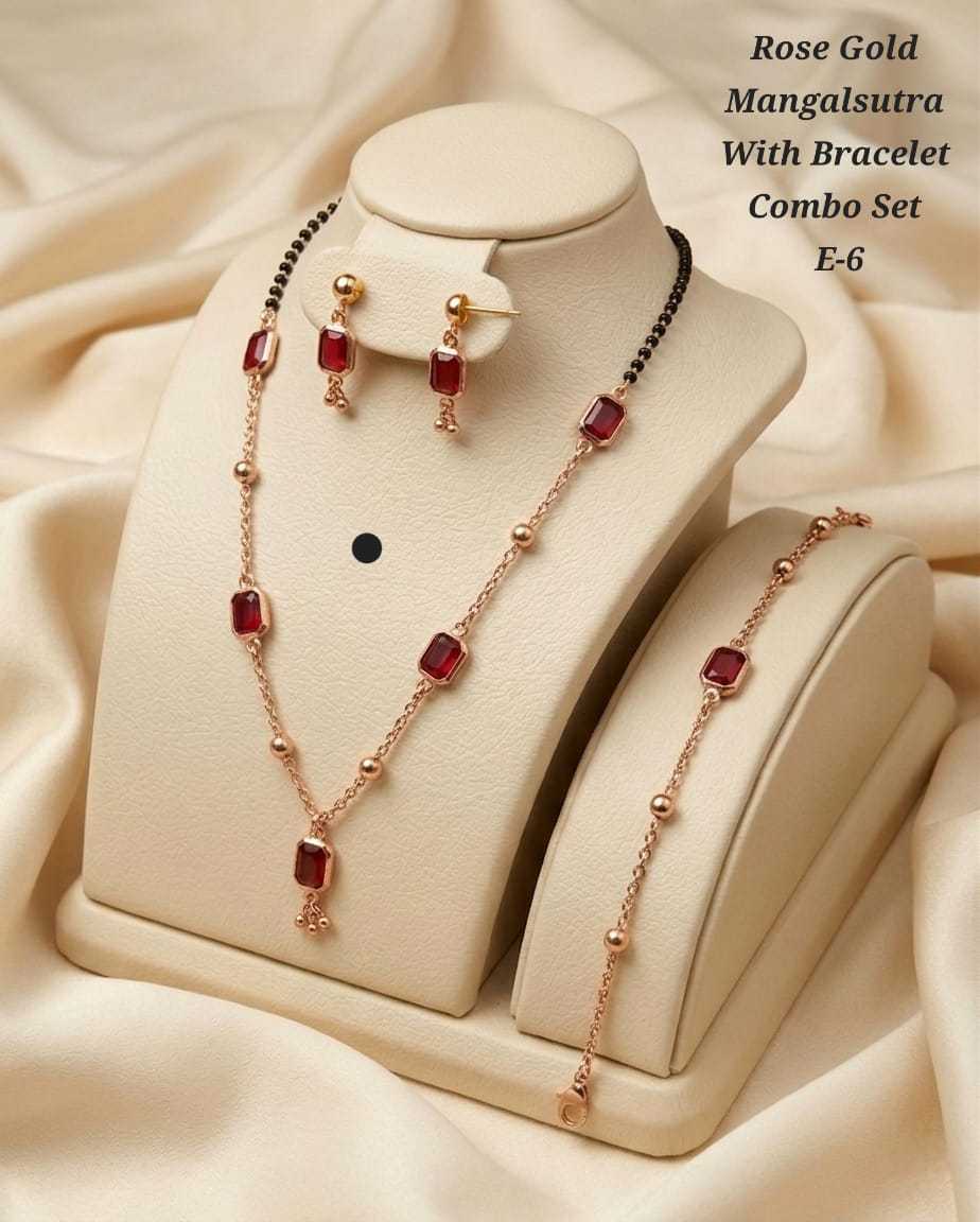 Rose Gold Mangalsutra Three Piece Combo