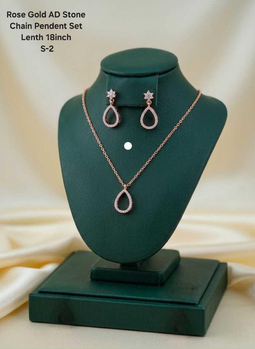 Rose Gold Open Teardrop Pendant Set