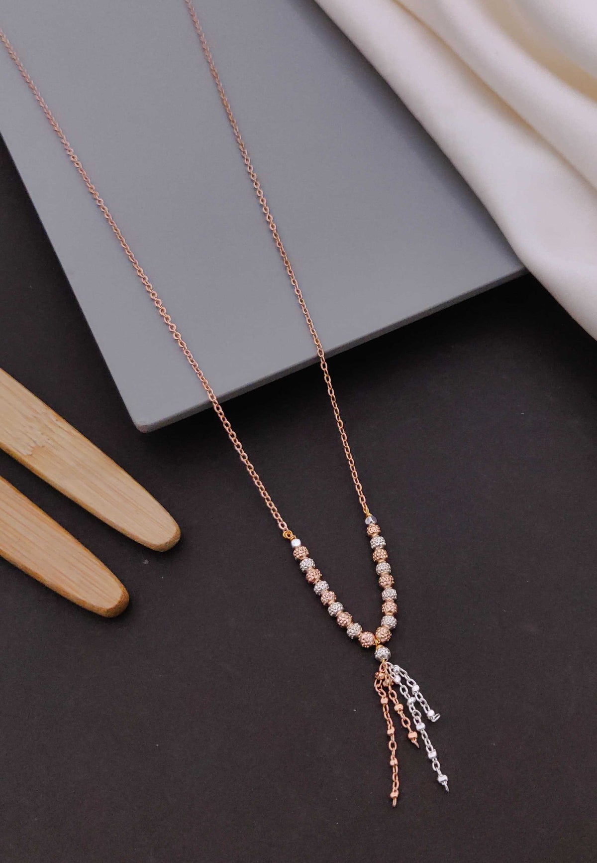 Rose Gold Tassel Chain in Dual Tone