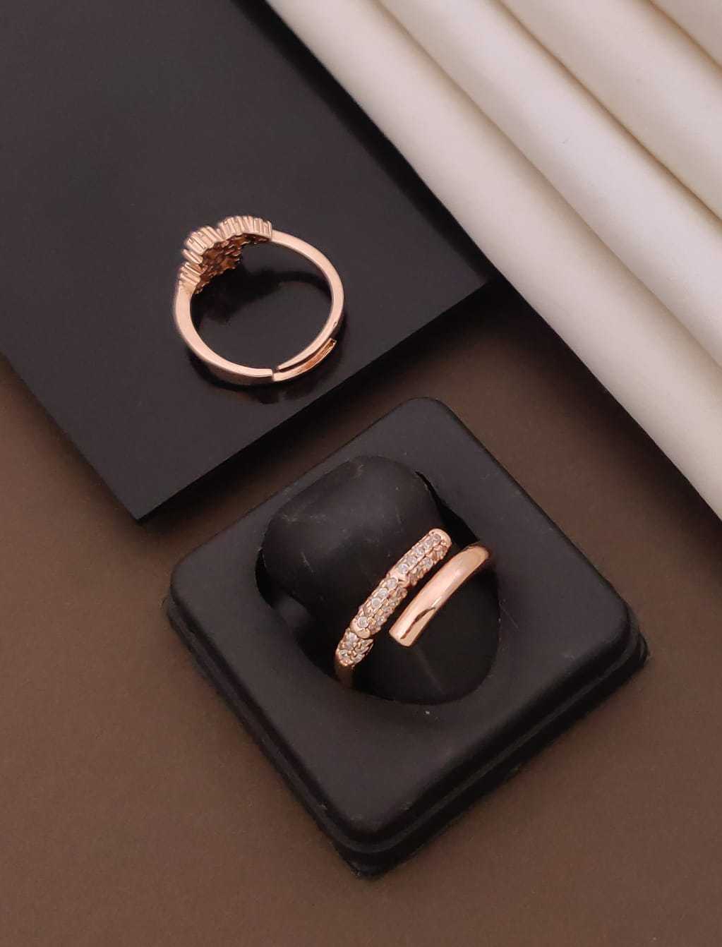 Rose Gold-Tone Adjustable AD Ring in Modern Designs