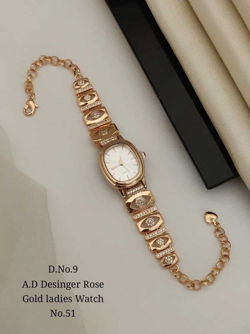 Rose Gold-Tone Ladies Watch with Oval Dial and AD Stone Links