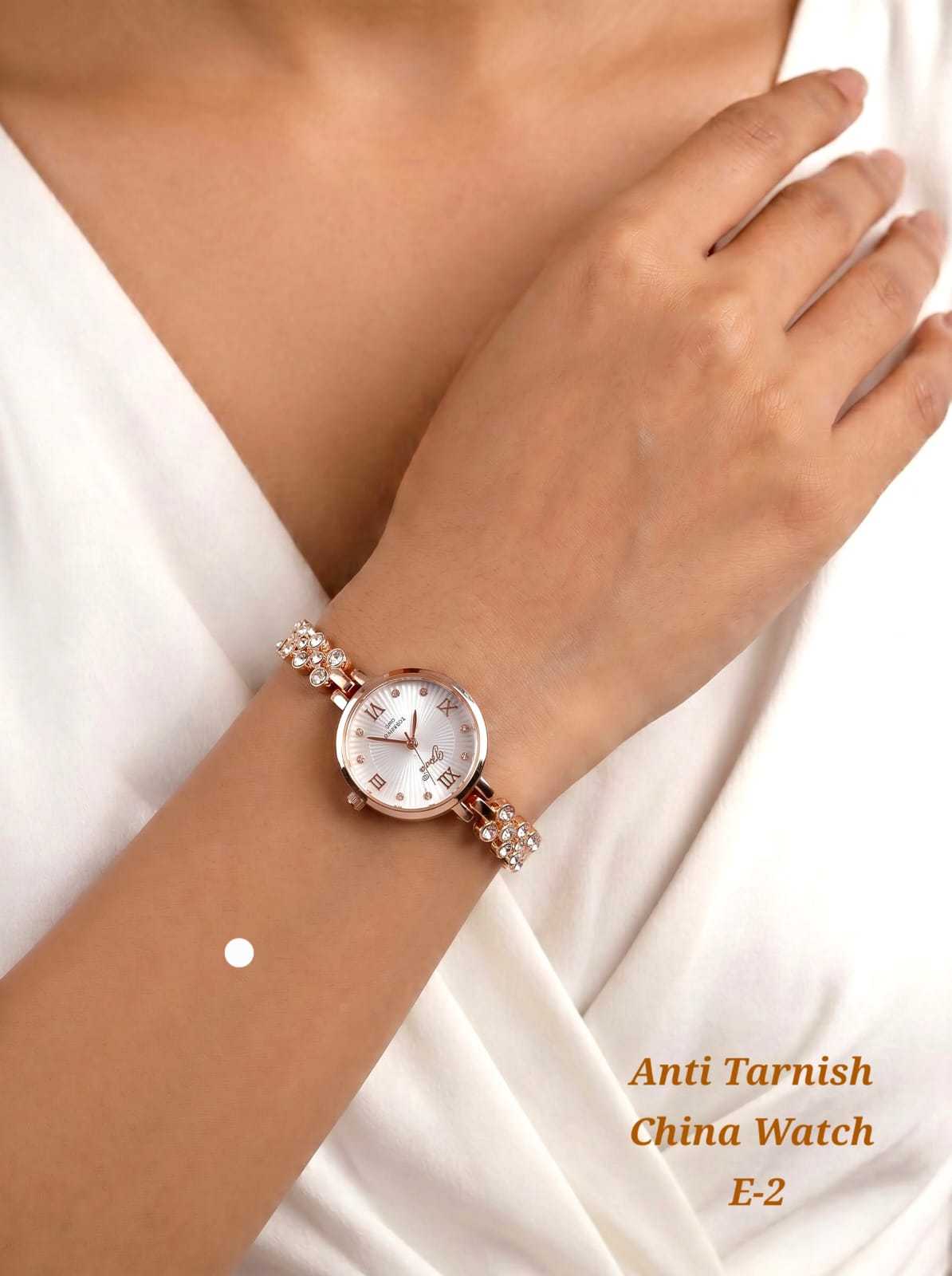 Rose Gold Watch with Crystal Accent Strap