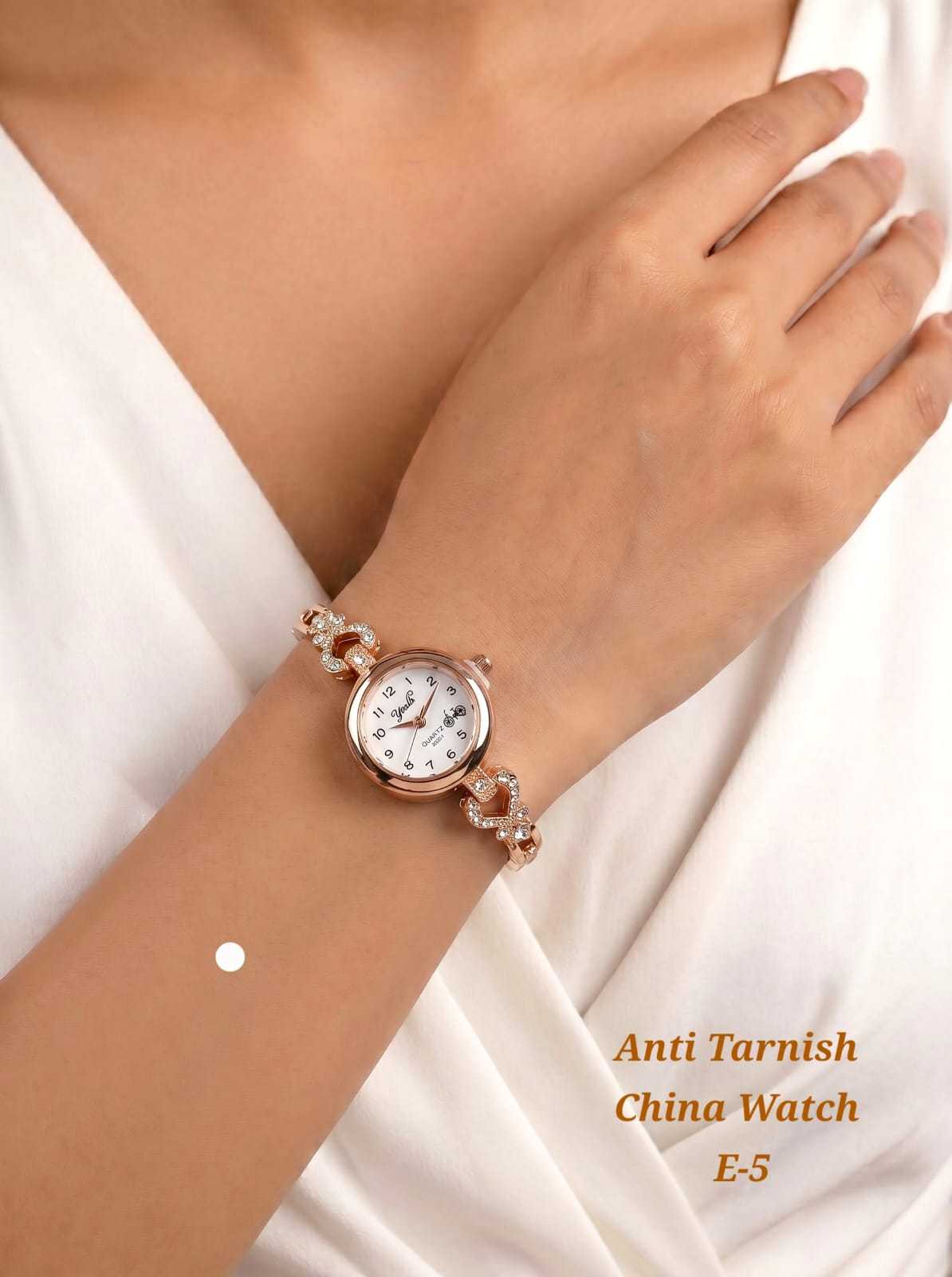 Rose Gold Watch with Crystal Accent Strap