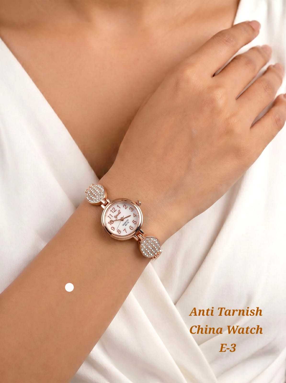Rose Gold Watch with Crystal Accent Strap