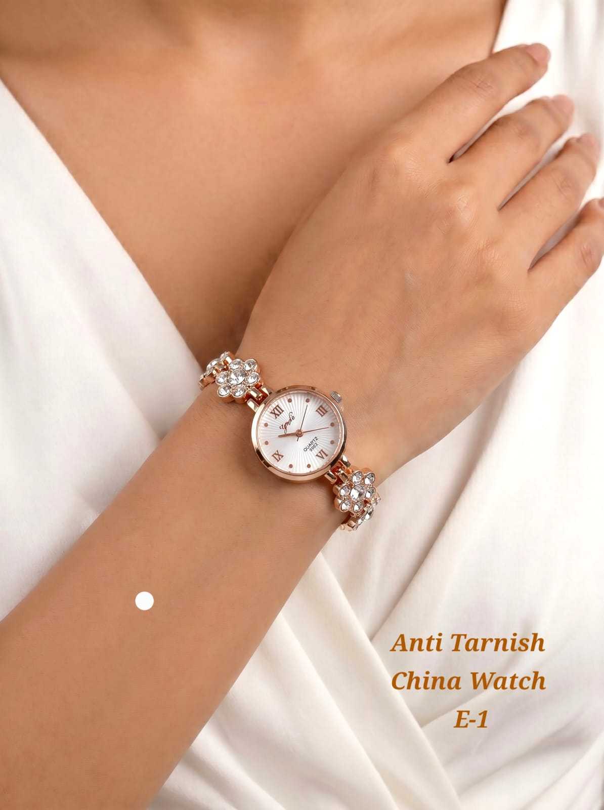 Rose Gold Watch with Crystal Accent Strap