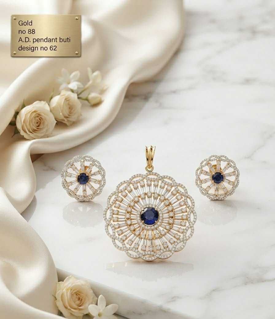 Round Starburst AD Pendant Set with Sapphire or Emerald Centre