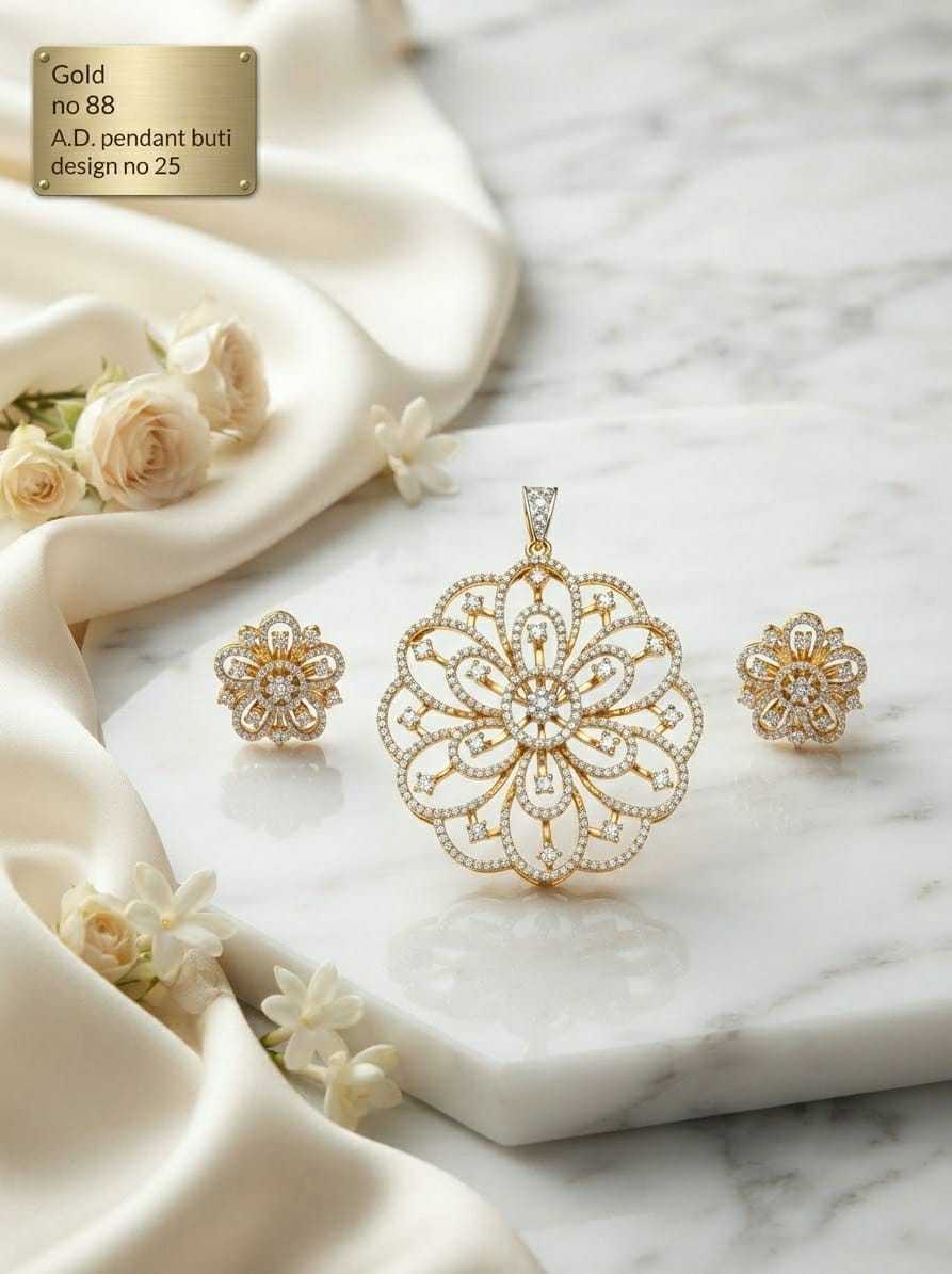 Round Starburst AD Pendant Set with Sapphire or Emerald Centre