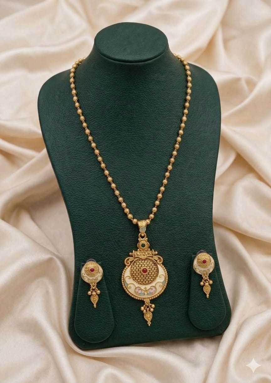 Royal Antique Meenakari Long Pendant Set