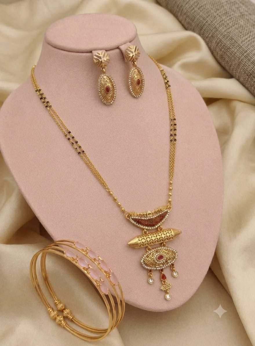 Royal Designer Mangalsutra Set in Matte Gold