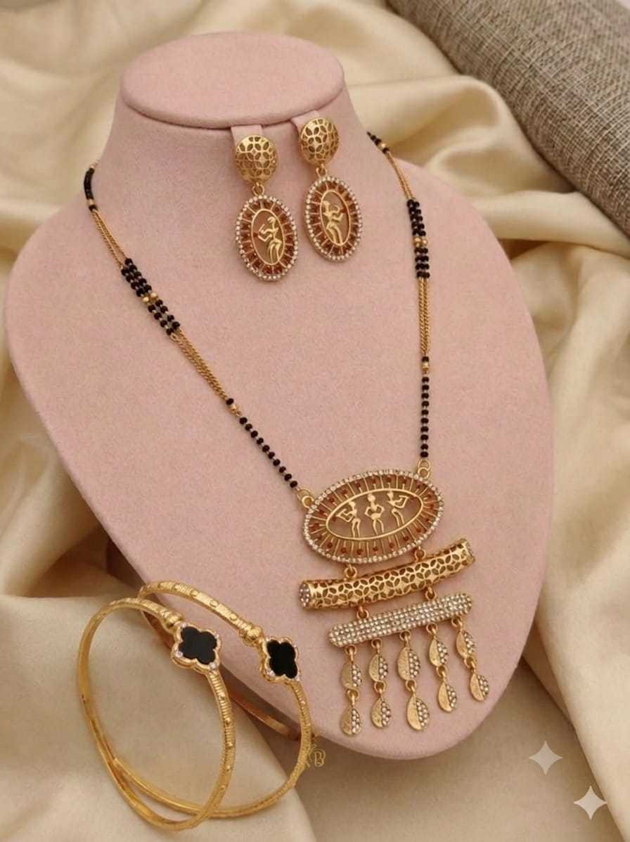 Royal Designer Mangalsutra Set in Matte Gold