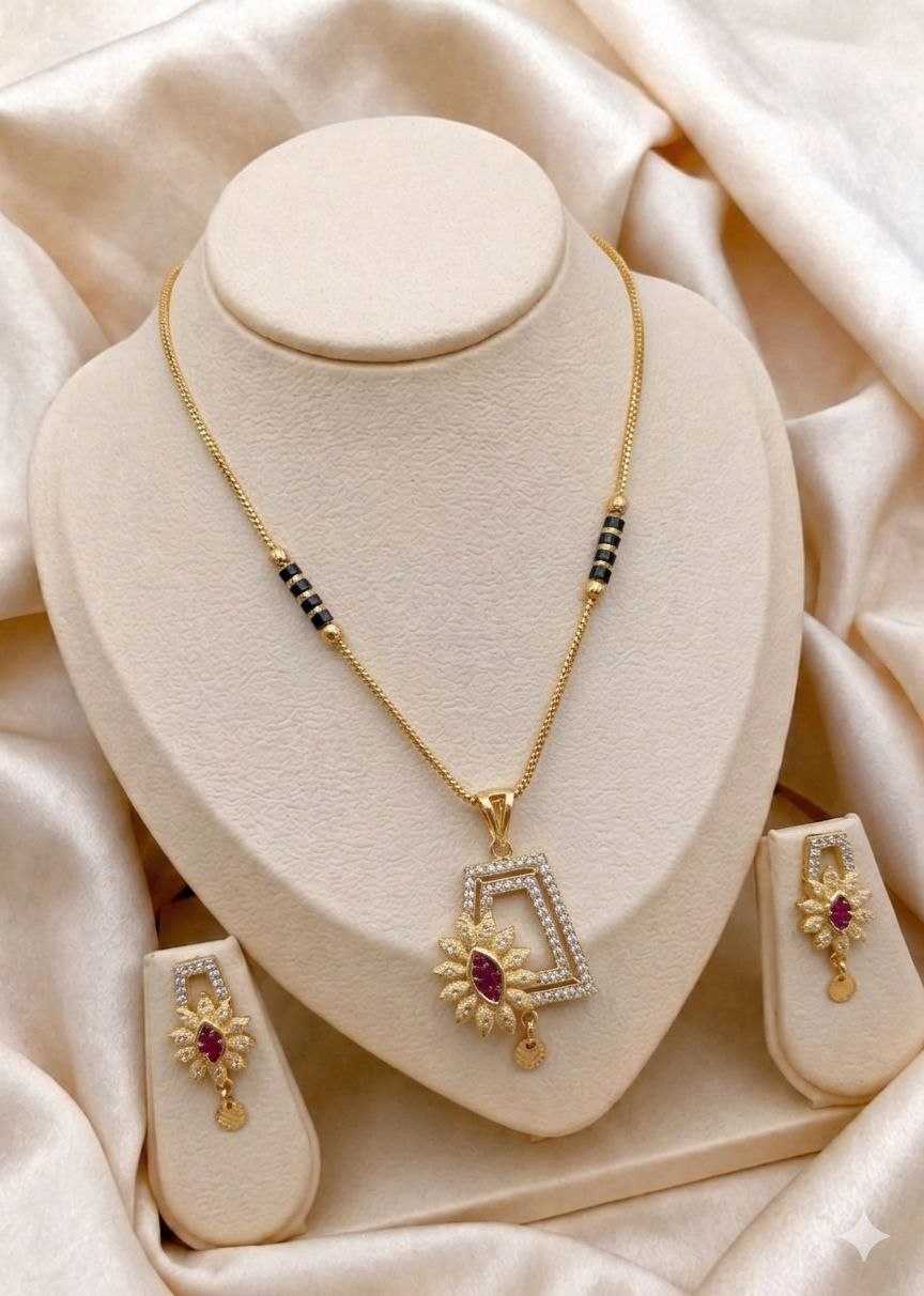 Royal Rhombus Mangalsutra Set in Matte Gold