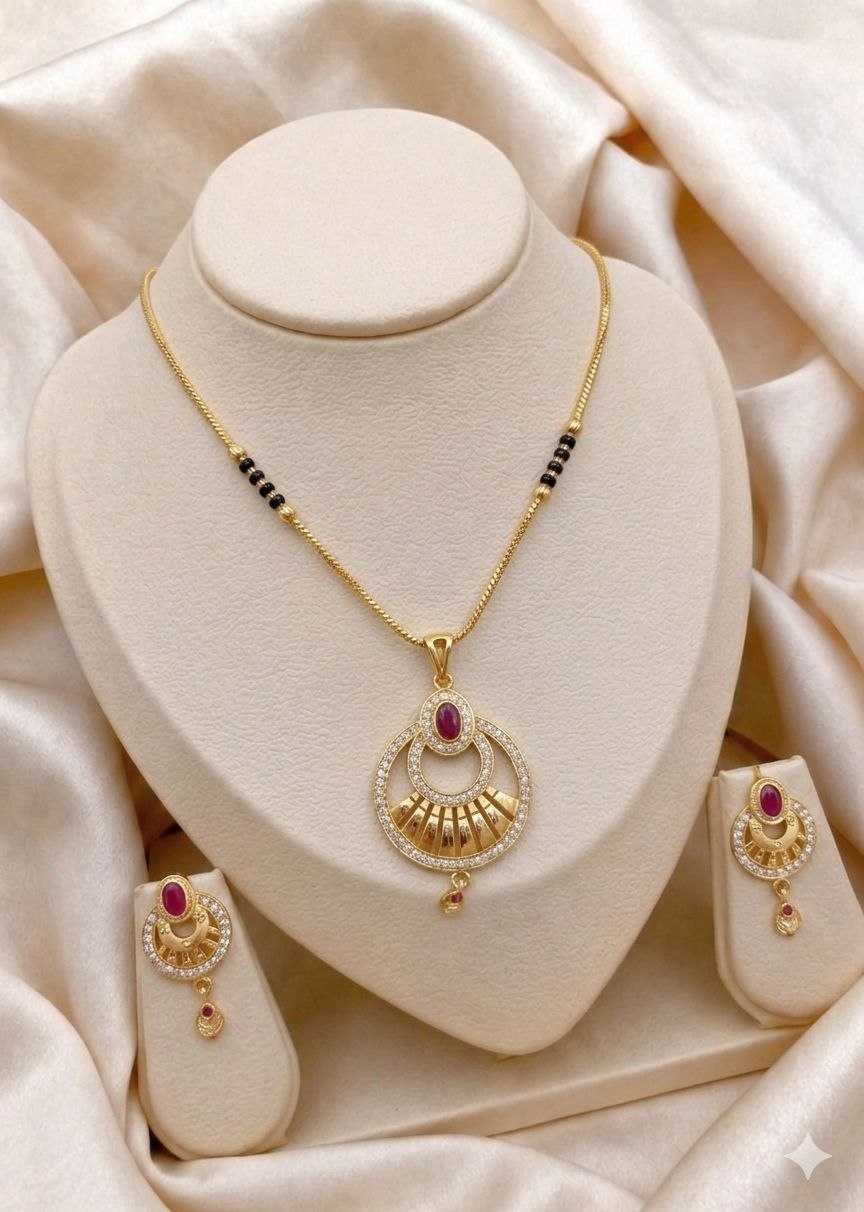 Royal Rhombus Mangalsutra Set in Matte Gold
