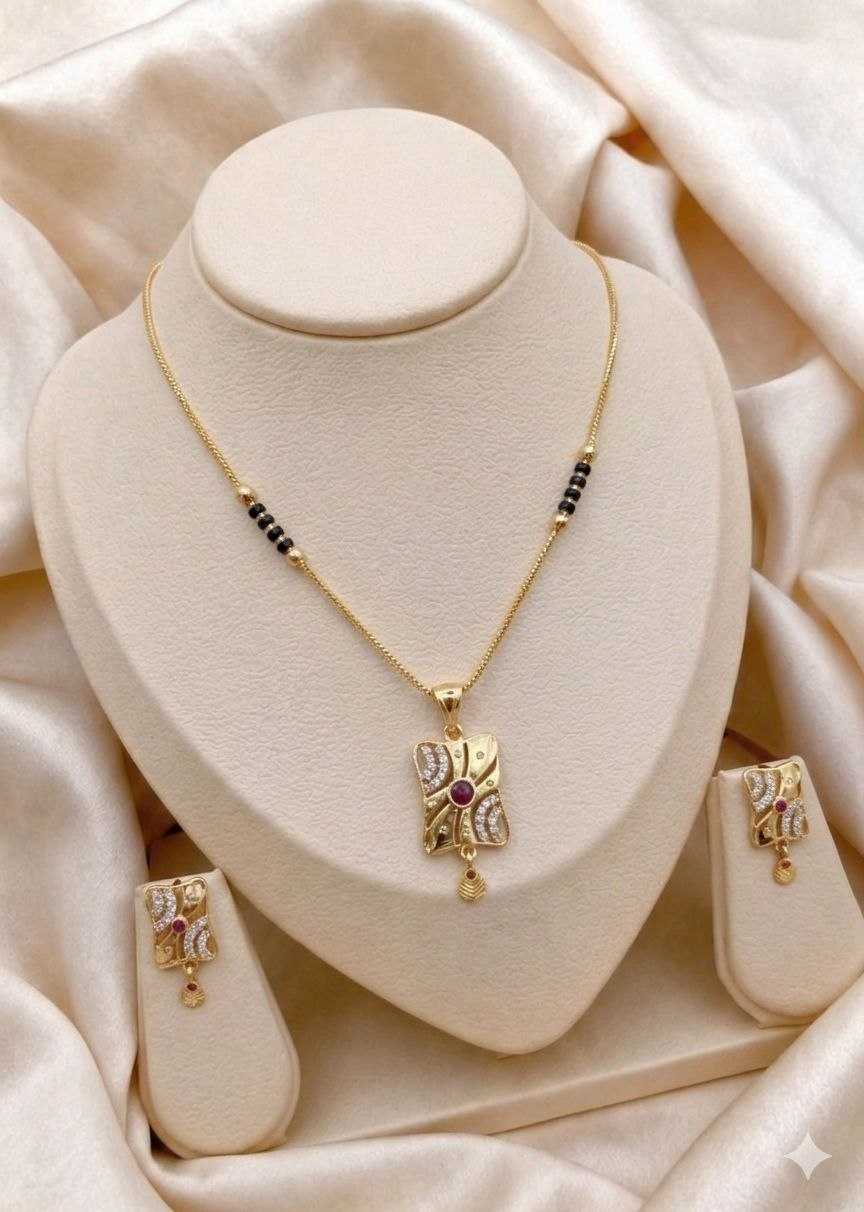 Royal Rhombus Mangalsutra Set in Matte Gold