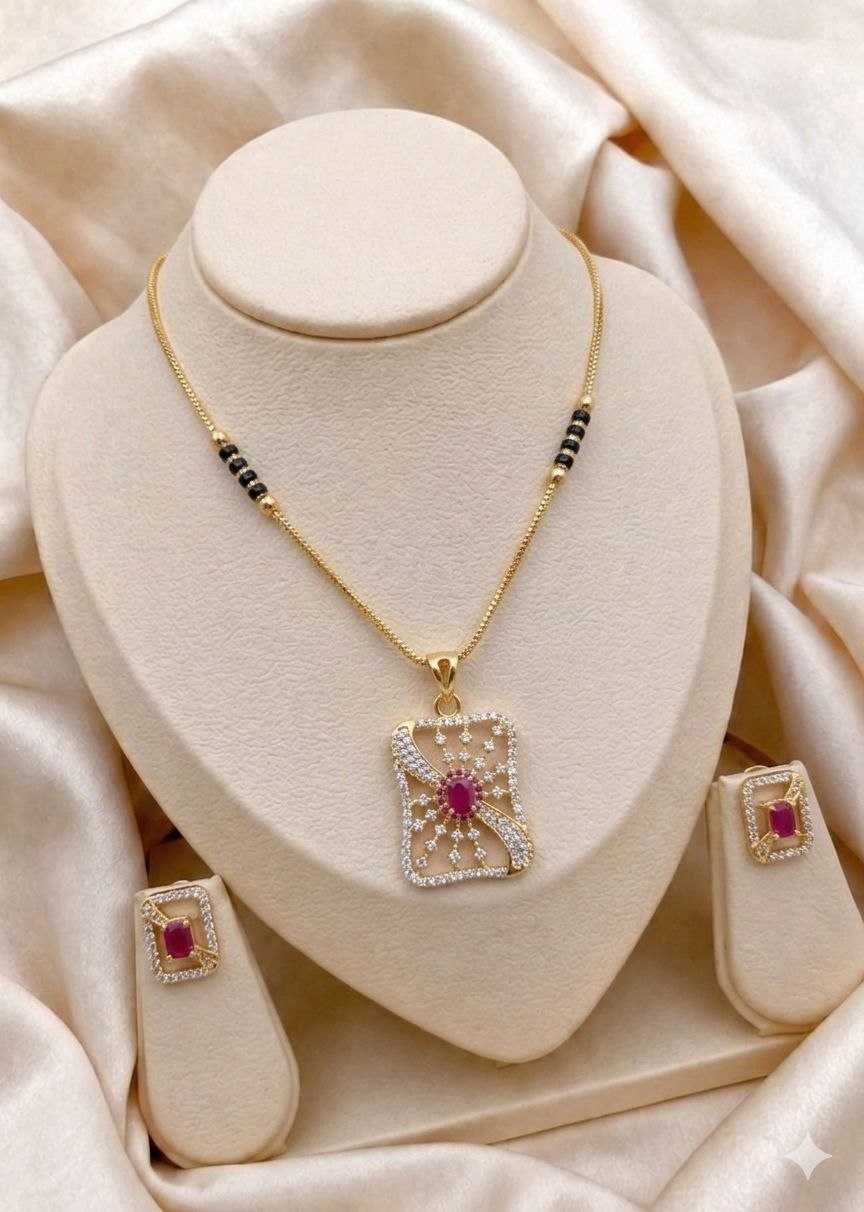 Royal Rhombus Mangalsutra Set in Matte Gold