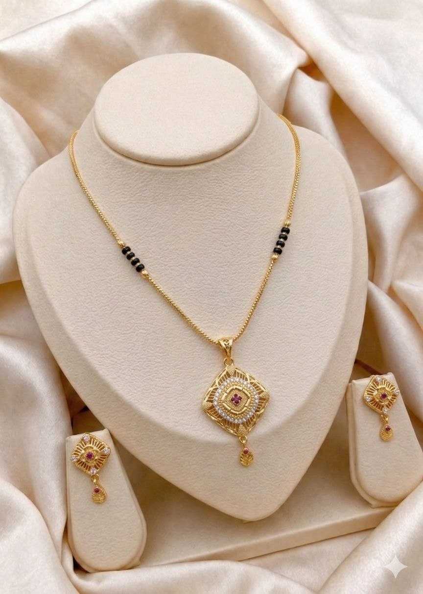 Royal Rhombus Mangalsutra Set in Matte Gold