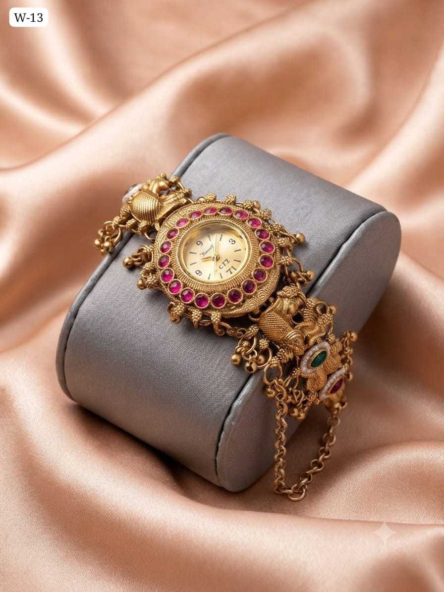 Royal Temple Watch Bracelet with Ruby Bezel