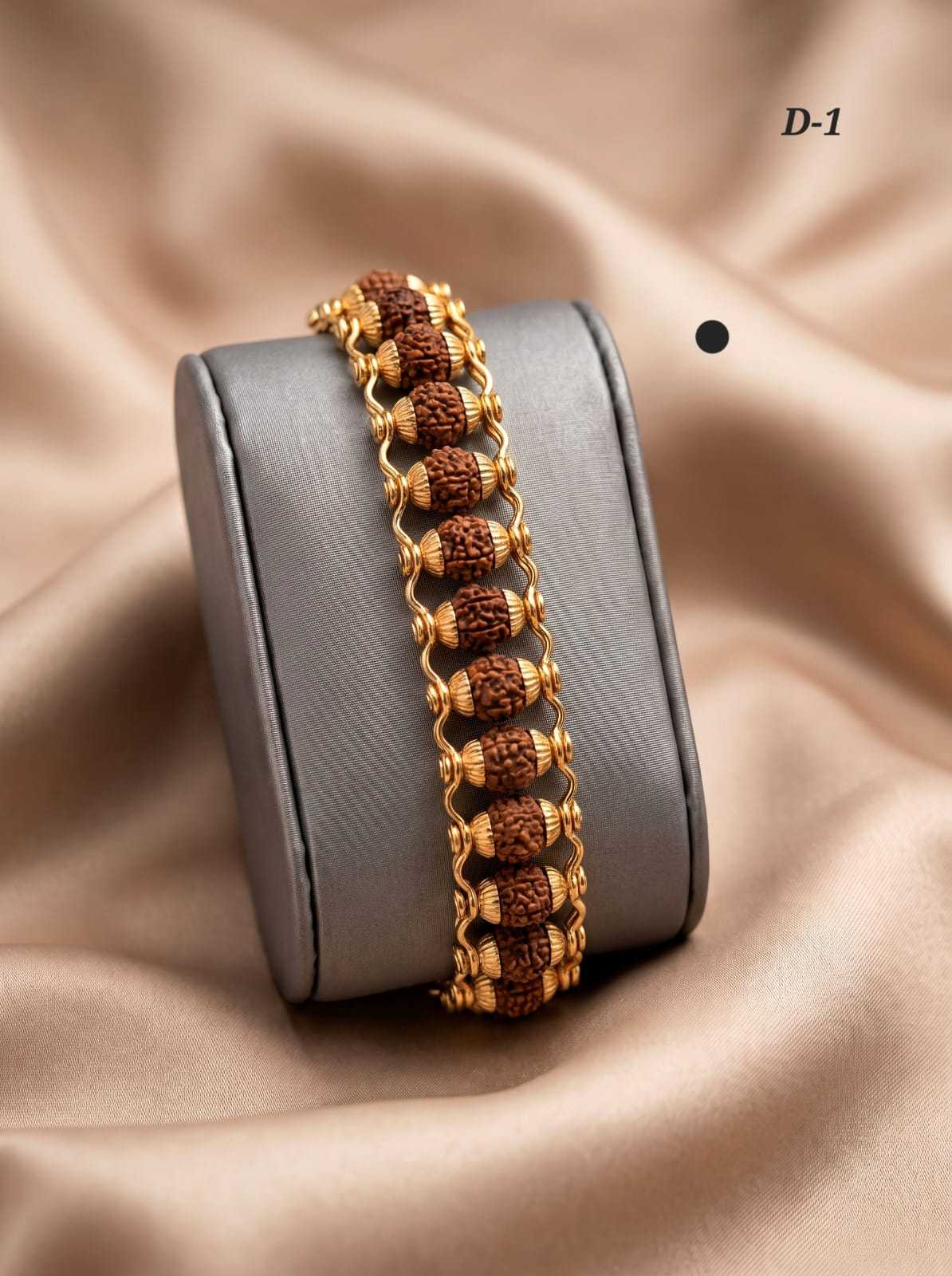 Rudraksha Bracelet with Gold Capped Links