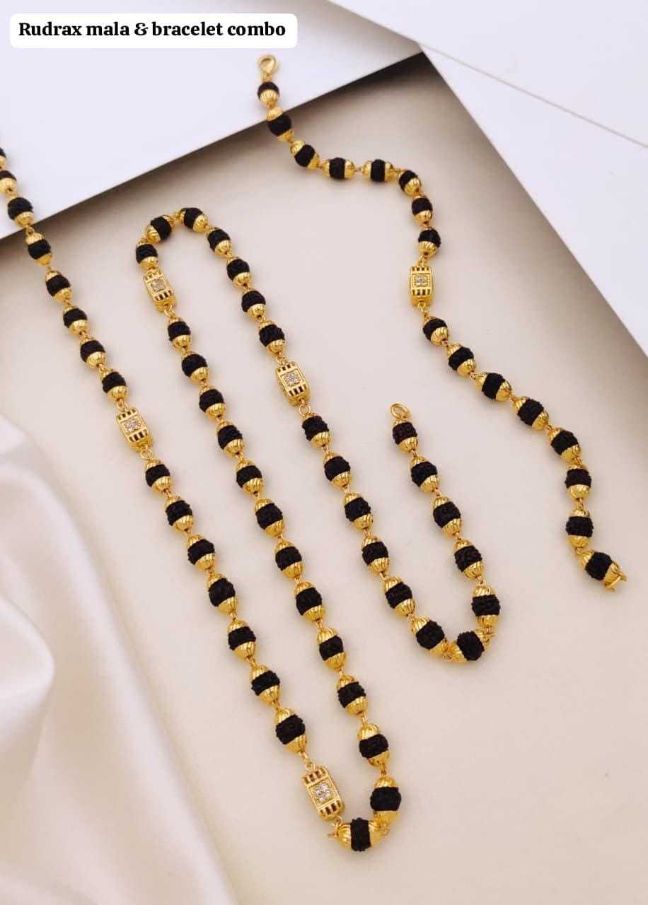 Rudraksha Mala & Bracelet Combo in Gold