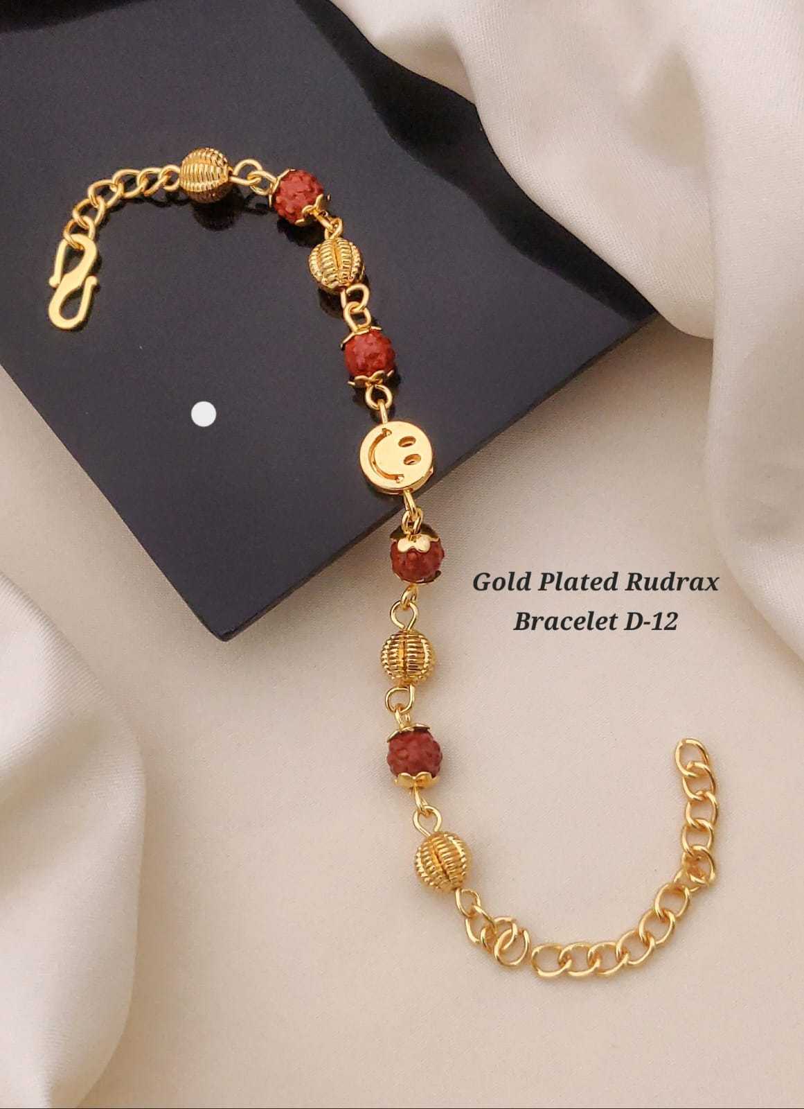 Rudraksha & Swastika Gold Plated Bracelet