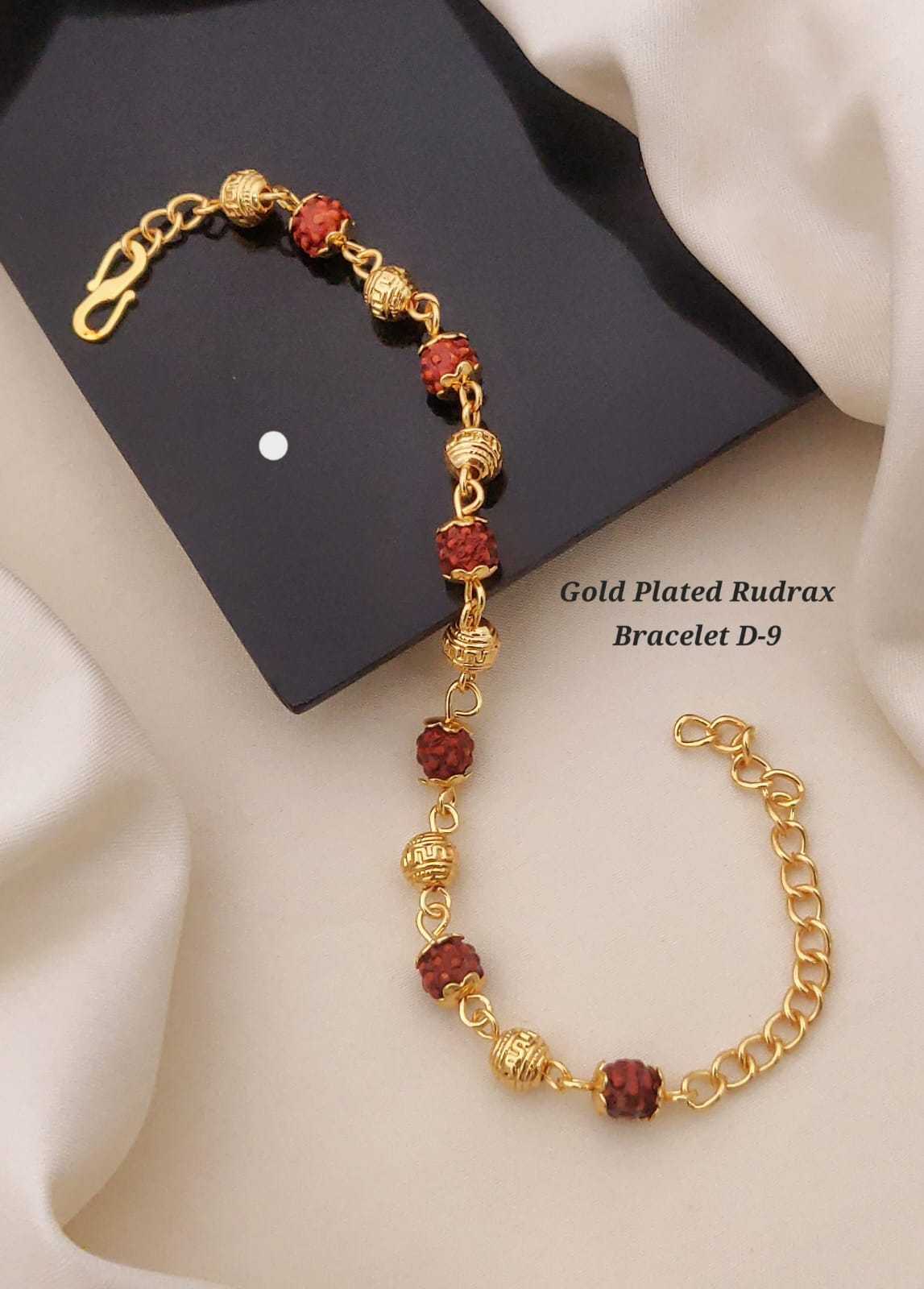 Rudraksha & Swastika Gold Plated Bracelet