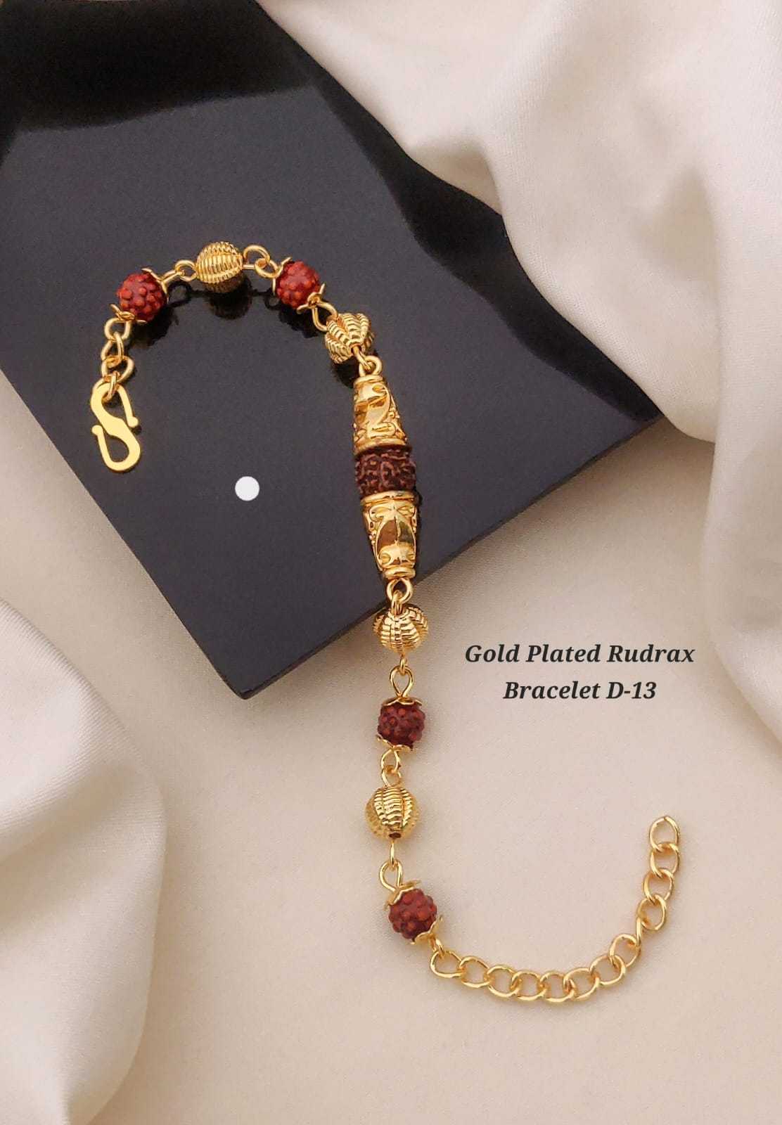 Rudraksha & Swastika Gold Plated Bracelet